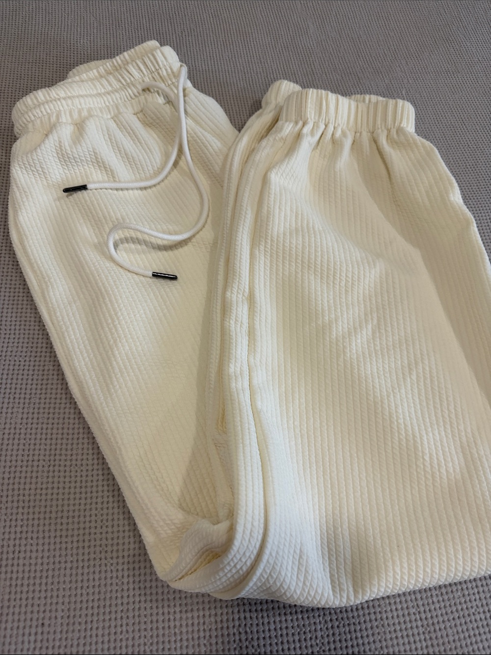 Cider Cream Ribbed Drawstring Joggers